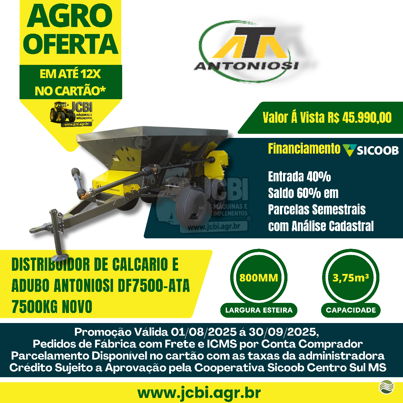 IMPLEMENTOS AGRICOLAS DISTRIBUIDOR CALCÁRIO 7500 Kg JCBi Máquinas e Implementos Agrícolas MARACAJU MATO GROSSO DO SUL MS